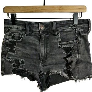 Dark Gray Distressed Grunge High Rise Jean Shorts Women's Size 9